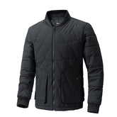 Stand Collar Simple Plaid Cotton-padded Coat Lightweight Warm Jacket Casual Trendy