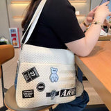 Mesh Crossbody Patch Large Capacity Simple Shoulder Bag