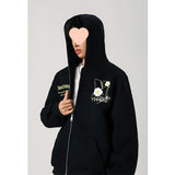 Embroidered Hooded Cardigan Sweatshirt Men Coat