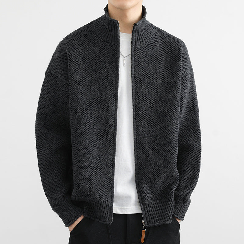 Knitwear Cardigan Zipper Sweater Coat High-end Stand Collar Solid Color Jacket Knitwear Cardigan Zipper Sweater Coat High-end Stand Collar Solid Color Jacket