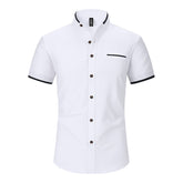Men's Short Sleeve Shirt with Stand-Up Collar