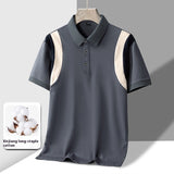Men's Full Cotton Thin Section Business Lapel Short-sleeved T-shirt