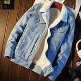 Куртаи denim зимистона бо матои пашмин барои мардон ғафсшуда