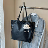 Tote Bag Women's Large Capacity Oil Leather Double Zipper