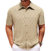 Summer casual model with short sleeves made of openwork jacquard