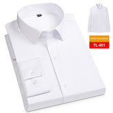 Men's spring plain long sleeve shirt without pockets in business style stretch