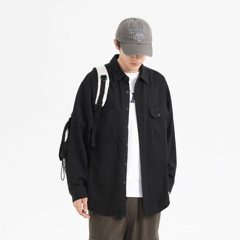 Oxford Cotton Hong Kong Style Double Pocket Trendy Loose Casual Men's Shirt Oxford Cotton Hong Kong Style Double Pocket Trendy Loose Casual Men's Shirt