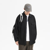 Oxford Cotton Hong Kong Style Double Pocket Trendy Loose Casual Men's Shirt