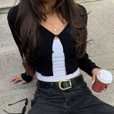 European And American Women's Clothing Fashion Sexy Long-sleeved Top