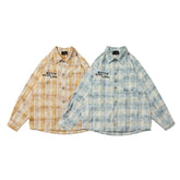 Рубашка в клетку с длинными рукавами и вышитым ретро-алфавитом в американском стиле