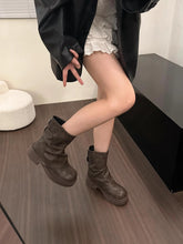 British Street Pleated Sleeve Slugged Bottom Boots
