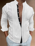 New Men's Casual Cotton Linen Long Sleeve Shirt