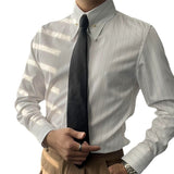 Spring men's striped shirt with stand-up collar