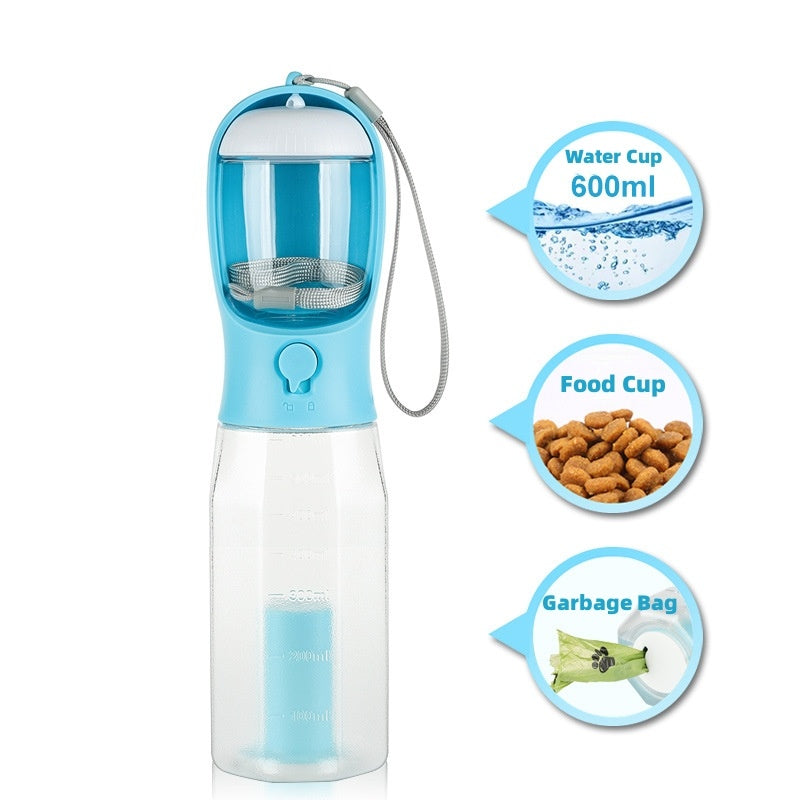 Portable Cat Dog Water Bottle Food Feeder Drinker Poop Dispenser 3 In 1 Leak-proof Multifunctional Dog Water Bottle Pet Products Portable Cat Dog Water Bottle Food Feeder Drinker Poop Dispenser 3 In 1 Leak-proof Multifunctional Dog Water Bottle Pet Products