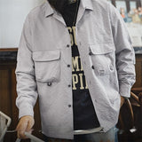 Рабочая одежда для улицы, рубашка с длинным рукавом из ткани сирсакер с кубинским воротником