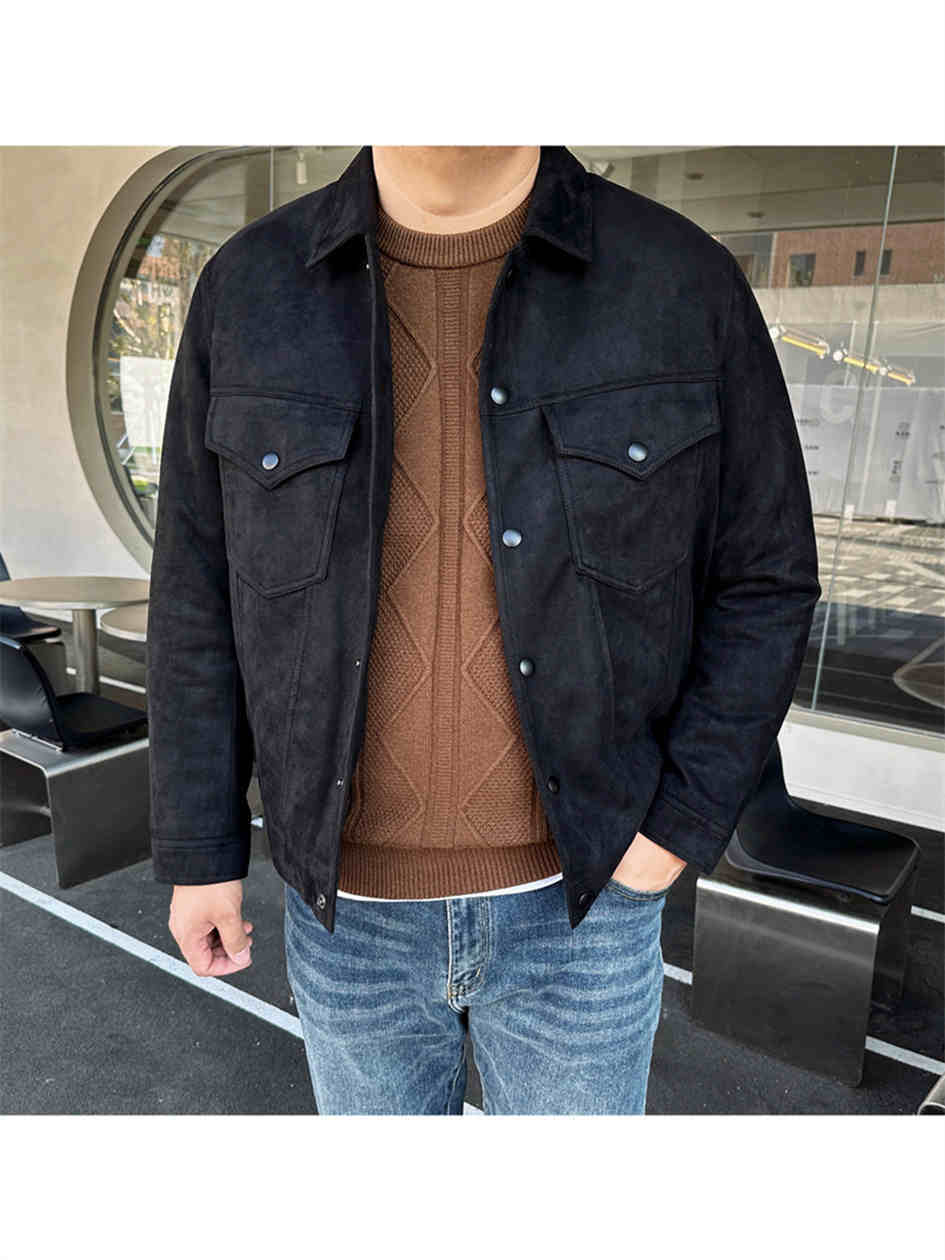 Мужская куртка большого размера из тонкого хлопка с короткими лацканами Мужская куртка большого размера из тонкого хлопка с короткими лацканами