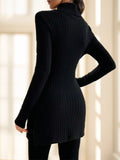 Women's Elegant High-Neck Ribbed Sweater