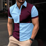Casual Sports Short Sleeve Polo Shirt With Color Stitching Men's Clothing