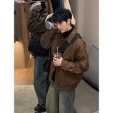 Short men's coat made of artificial leather Maillard
