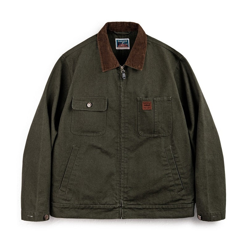 Куртка Madden Workwear Retro из плотного холста — прочная куртка Detroit с отложным воротником в стиле сафари Куртка Madden Workwear Retro из плотного холста — прочная куртка Detroit с отложным воротником в стиле сафари