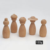 Beech Building Blocks Puppet Logs Without Paint Creative Hand-painted DIY Dolls