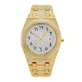 European Hip Hop Full Diamond Arabic Scale Niche Quartz Men's Watch