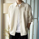 Куртка с воротником-поло из вафельной ткани, свободная мужская рубашка