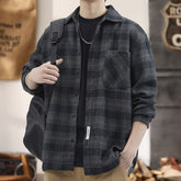 Men's Autumn Winter Long Sleeve Loose Shirt Jacket Versatile Stain Resistant Top