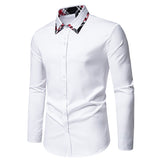 Men's Plaid Contrast Color Triangle Collar Long Sleeve Shirt