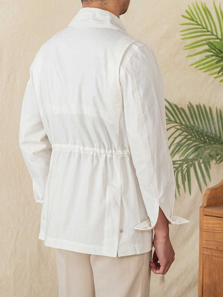 Винтажная хлопковая простая куртка на шнурке, повседневная дышащая куртка для активного отдыха Винтажная хлопковая простая куртка на шнурке, повседневная дышащая куртка для активного отдыха