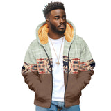 Winter sweatshirt with hood and long sleeves, stand-up collar, zipper