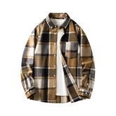 Cross-border foreign trade men's autumn and winter new large-size plaid shirt long-sleeved casual coat thickened flannel shirt men's