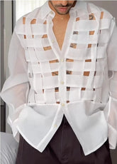 Office Casual Men Fashion Woven ShirtLong Sleeve Shirt