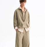 Зеленый Leisure Commute Deep V Elastic Lower Hem Свободный Длинный Рукав