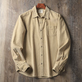 Casual Washed Corduroy Long Sleeve Shirt in American Retro Style
