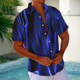 Men's Loose Fit Print Cardigan Summer Short Sleeve Shirt