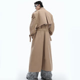 Heavy Industry Niche Deconstructs Fake Two-piece Padded Shoulder Trench Coat