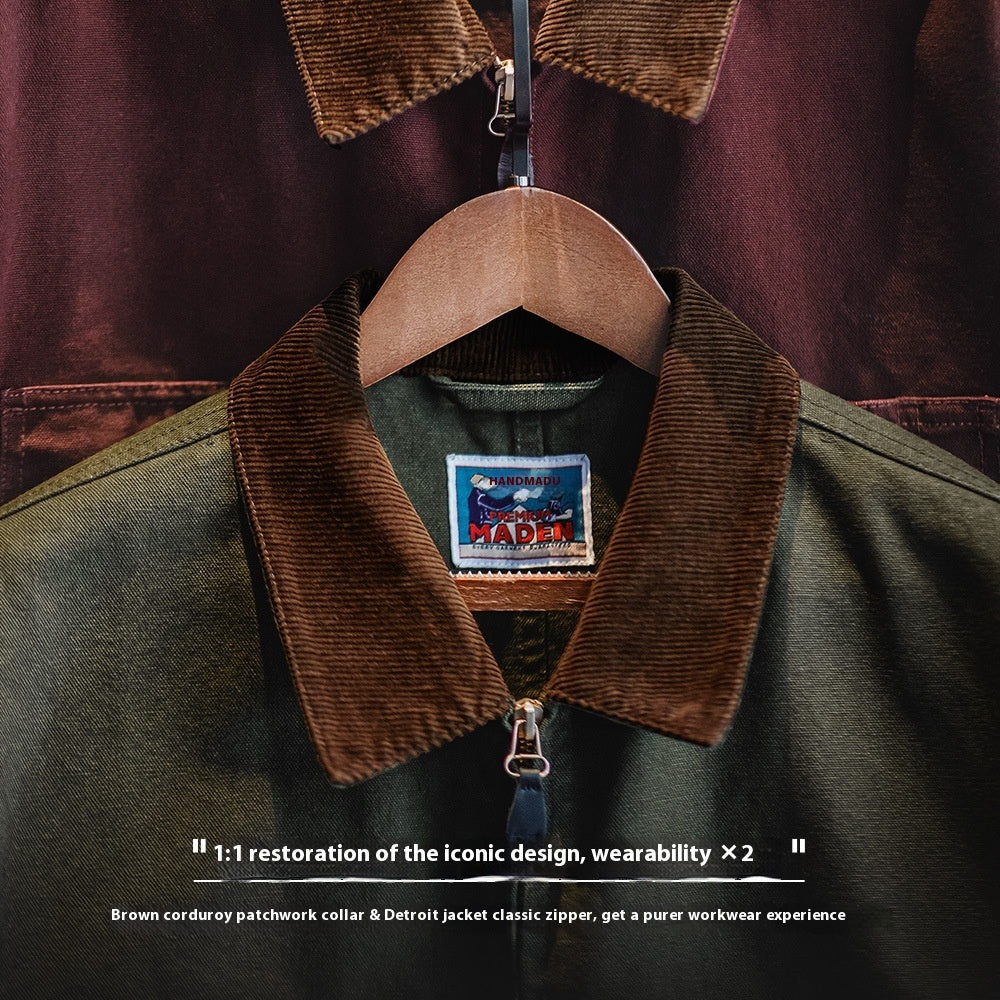 Куртка Madden Workwear Retro из плотного холста — прочная куртка Detroit с отложным воротником в стиле сафари Куртка Madden Workwear Retro из плотного холста — прочная куртка Detroit с отложным воротником в стиле сафари