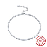 S925 Sterling Silver 2mm Single Row Full Zirconium Anklet