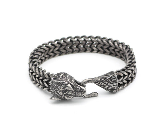 Bracelet Men Stainless Steel Vintage Black Wolf Head Cuban Chain Hand Wristband Male Fashion Jewelry Wholesale Accessories Gifts Bracelet Men Stainless Steel Vintage Black Wolf Head Cuban Chain Hand Wristband Male Fashion Jewelry Wholesale Accessories Gifts