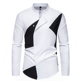 Men's Casual Long Sleeve Shirt Color Collision Design