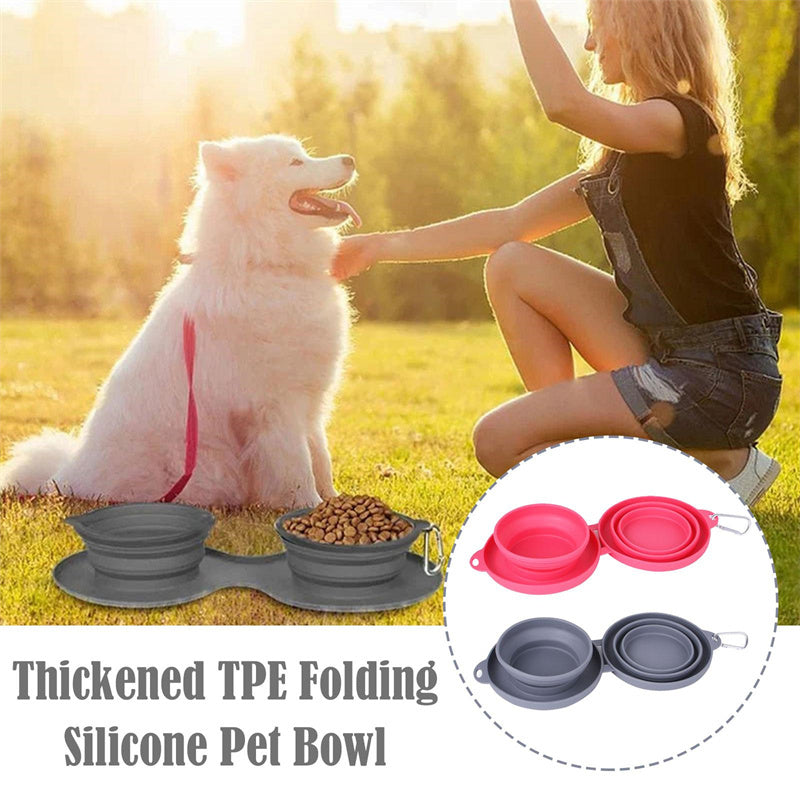 Rubber Foldable Double Bowl Pet Feeding Bowl Pets Supplies Dog Cat Bowls Rubber Foldable Double Bowl Pet Feeding Bowl Pets Supplies Dog Cat Bowls