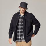 Autumn overalls coat men's long sleeve shirt made of American retro thick cotton