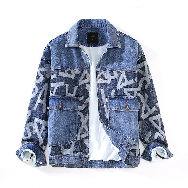 G066 Korean Style Trendy Men's Youth Heavy Craft Wash Denim Stitching Baggy Coat Jacket G066 Korean Style Trendy Men's Youth Heavy Craft Wash Denim Stitching Baggy Coat Jacket