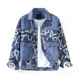 G066 Korean Style Trendy Men's Youth Heavy Craft Wash Denim Stitching Baggy Coat Jacket