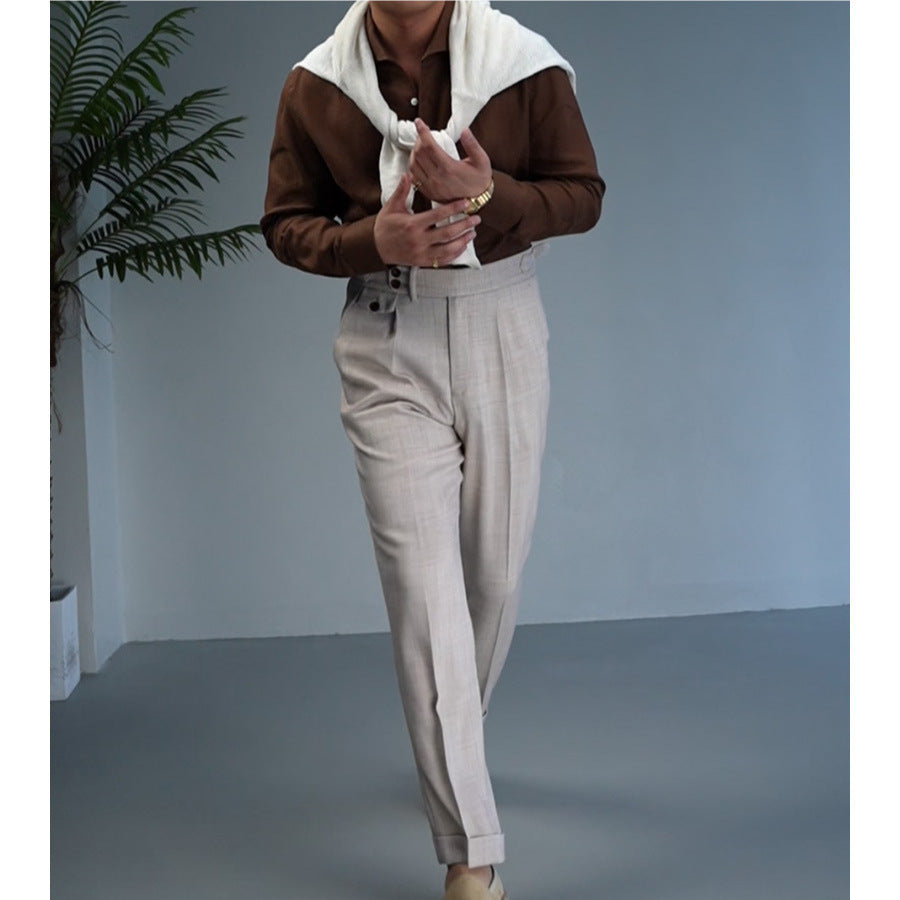 Linen One-piece Collar Business Casual Men's Breathable Long Sleeves Shirt Linen One-piece Collar Business Casual Men's Breathable Long Sleeves Shirt