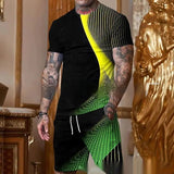 Men's Casual Short Sleeve Round Neck Gradient Colorful Suit