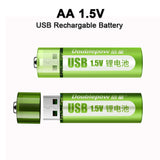 USB Rechargeable Battery No. 5, No. 7 Lithium Battery, Large Capacity 1.5v Constant Voltage AA