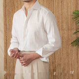 Linen long sleeve shirt in matching color