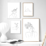 Abstract Botanical Canvas Drawing Style Home Decor